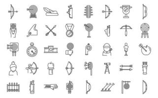 tir à l'arc compétition Icônes ensemble contour vecteur. cible tir à l'arc vecteur