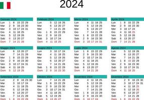 année 2024 calendrier dans italien avec Italie vacances vecteur