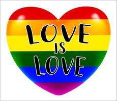 LGBT Love is Love Heart sur fond blanc vecteur