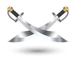 Deux épées de pirate croisées sur fond blanc vecteur