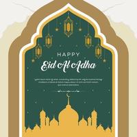 plat eid al-adha illustration avec RAM et lanternes vecteur