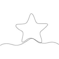 continu ligne dessin de étoile, noir et blanc minimaliste linéaire illustration fabriqué de un doubler. étoile icône ligne continu dessin vecteur. vecteur