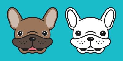 chien vecteur français bouledogue icône dessin animé personnage tête chien sourire illustration marron