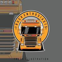 Jaune un camion illustration avec gris Contexte vecteur