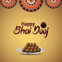 carte de voeux joyeux bhai dooj célébration avec illustration créative de bonbons vecteur