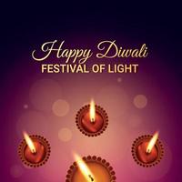 joyeux festival diwali de la lumière, le festival de la carte de voeux de célébration vecteur