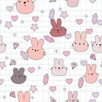 motif de dessin animé mignon lapin visage vecteur