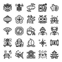 jeu d'icônes de nouvel an chinois vecteur
