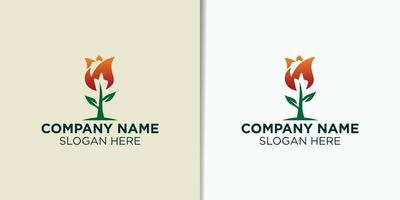 Feu et fleur logo conception vecteur, la nature logo conception concept vecteur