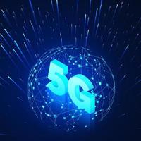 haute la vitesse 5g global mobile réseaux. affaires isométrique illustration global réseau hologramme et texte 5g. moderne Les données transfert technologie. sans fil la toile. vecteur