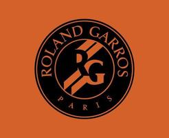 Roland garros tournoi logo symbole noir français ouvert tennis champion conception vecteur abstrait illustration avec Orange Contexte