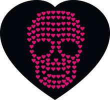 crâne de Saint Valentin avec coeur, t-shirts design vintage grunge vecteur