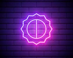 icône de ux ui néon lumineux rose soleil. vecteur de logo de signe lumineux mobile de luminosité isolé sur fond de mur de brique