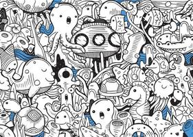 coloriage mignon pour les enfants avec des créatures marines vecteur