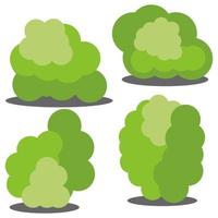 ensemble de quatre buissons verts de dessins animés différents isolés sur fond blanc. illustration vectorielle vecteur