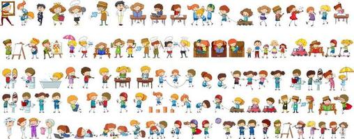 ensemble de différents personnages de dessins animés pour enfants doodle vecteur