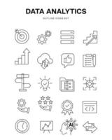 Les données analytique affaires infographie illustration contour icône ensemble vecteur