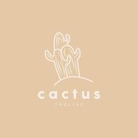 cactus logo, Facile ligne cactus conception, vert plante vecteur, icône, symbole, illustration vecteur