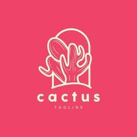 cactus logo, Facile ligne cactus conception, vert plante vecteur, icône, symbole, illustration vecteur