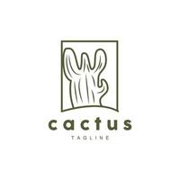 cactus logo, Facile ligne cactus conception, vert plante vecteur, icône, symbole, illustration vecteur