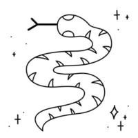 la magie serpent entouré par étoiles. griffonnage vecteur illustration, clipart.