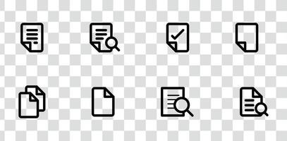 document fichier papier, vérification, entreprise, collection d'icônes de recherche isolée vecteur