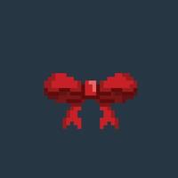 rouge arc attacher dans pixel art style vecteur