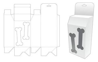 boîte suspendue avec fenêtre en forme d'os de chien gabarit découpé vecteur