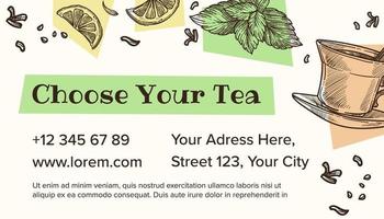 choisir votre thé, magasin avec savoureux les boissons cartes vecteur