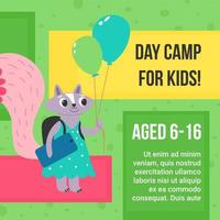 journée camp pour enfants, préscolaire et adolescents bannière vecteur
