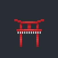 traditionnel Japonais porte dans pixel art style vecteur