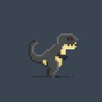 noir tyrannosaure dans pixel art style vecteur