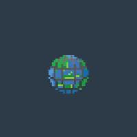 globe avec net dans pixel art style vecteur