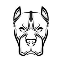 dessin au trait noir et blanc de tête de chien pitbull. vecteur
