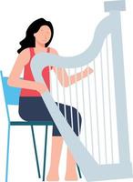 le fille est en jouant le harpe. vecteur