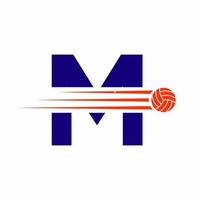 initiale lettre m volley-ball logo conception signe. volley-ball des sports logotype vecteur