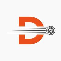 sport voiture lettre ré automobile logo concept avec transport pneu icône vecteur