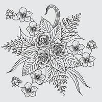 page de coloriage de l'élément de contour de fleur de conception vecteur