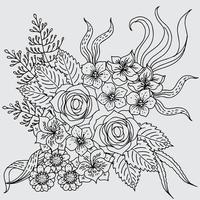 page de coloriage de l'élément de contour de fleur de conception vecteur