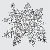 page de coloriage de l'élément de contour de fleur de conception vecteur