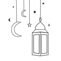 griffonnage lanterne ligne art islamique décoration vecteur