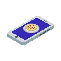 acheter de la pizza en ligne isométrique vecteur