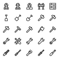 contour Icônes pour outils et construction. vecteur