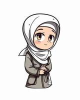 dessin animé fille avec hijab vecteur