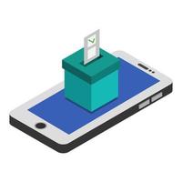 vote en ligne isométrique sur smartphone vecteur