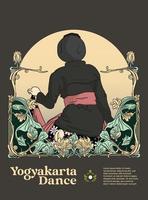 bedhaya sinom Danse de yogyakarta Indonésie illustration avec luxe Cadre desin inspiration vecteur