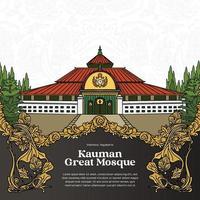 yogyakarta point de repère kauman génial mosquée avec Javanais ornement illustration vecteur