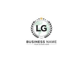 moderne minimaliste lg couronne logo, professionnel lg logo lettre conception pour magasin vecteur