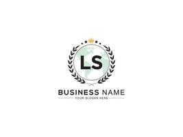 moderne minimaliste ls couronne logo, professionnel ls logo lettre conception pour magasin vecteur