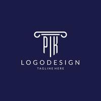 paquet logo monogramme avec pilier forme dessins vecteur